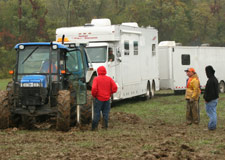 Motorhomes are a great way to get to the races, unless it rains.