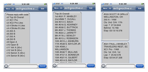 GNCC Live Lap Times Text Messaging