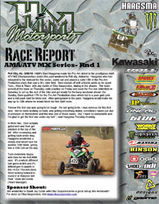 H&M Motorsports Davi Haagsma Kawasaki KFX 450R ATV