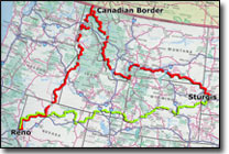  Route of Nathan  Beck's 5000 Mile ATV Trip