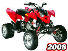 2008 Polaris Outlaw 450MXR, 525 IRS e 525S ATV