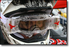 Rider wearing Redraven goggles 