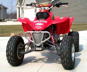 full front view of AC's vented bumper on a Honda 400EX