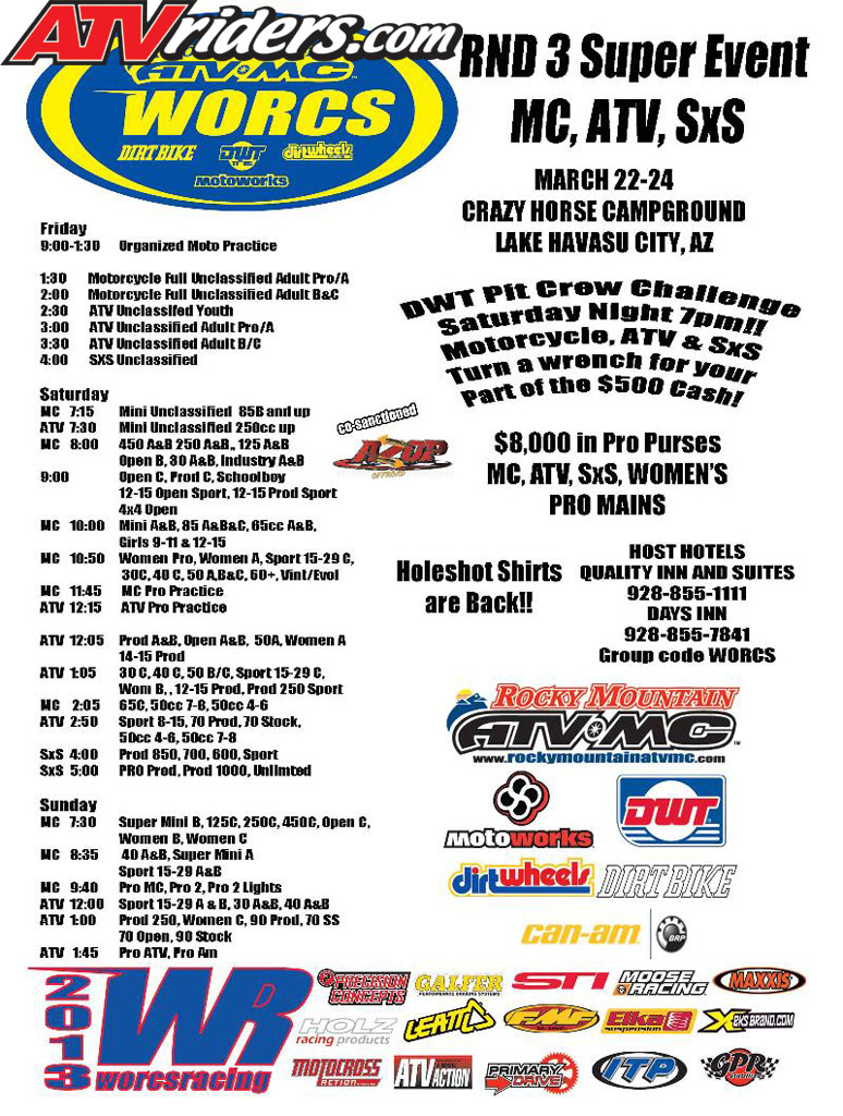 WORCS Round 3 Schedule