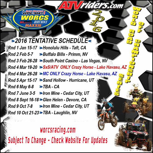 2016 WORCS Racing Tentative Schedule