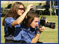 Traci Cecco & Pat Brown as freelance journalist for the Yamaha event